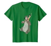 Jungle Book Mowgli And Baloo Camiseta, Niños, Verde Kelly, 12 años