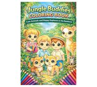 Jungle Buddies Coloring Book - Cute Animals and Happy Explorers in the Rainforest | 85 Fun Coloring Pages for Kids and Seniors: A relaxing jungle ... and tropical scenes across 173 pages