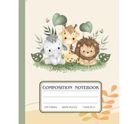Jungle Buddies Composition Notebook: Adorable Safari-Themed Notebook with Giraffe, Elephant & Lion - Perfect for Kids, Students, and Animal Lovers - 120 Wide Ruled Pages (7.5 x 9.25 in)