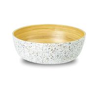 Jungle Culture® Bol de Bambú Extra Grande • Frutero Ensaladera • Vajilla Ecológica • Bol de Madera Orgánica para Comida con Acabado estilo Terrazzo - Regalo Ecológico Vegano • Ensalada • Bol de Coco