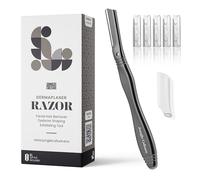 Jungle Culture Dermaplaning Razor - Maquinilla de afeitar facial de metal para mujer, incluye 5 cuchillas de repuesto, afeitadora de cejas para pelusa y contorno - Gris Grafito