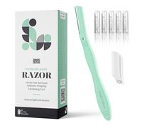Jungle Culture Dermaplaning Razor - Maquinilla de afeitar facial de metal para mujer, incluye 5 cuchillas de repuesto, afeitadora de cejas para pelusa y contorno - Verde Menta