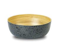 Jungle Culture® Ensaladera grande de bambú • Frutero negro con patrón de terrazo • Cuencos de madera para mezclar • Cuencos decorativos de centro para decoración del hogar • Cuencos de bambú