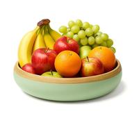 Jungle Culture Frutero grande de bambú de 30 cm, ensaladera de madera hecha a mano, color verde salvia, sostenible para cocina, mesa de comedor y barbacoa de verano