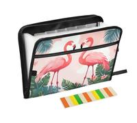 Jungle Flamingos Peach - Archivador expandible, 13 bolsillos, tamaño A4, tamaño carta con cierre de cremallera para documentos, carpeta de archivos