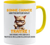 Jungle Mug Colega Taza | Regalo Divertido de Inicio para Colega | ¡Buena suerte traidor! - Taza Humor Negro | Taza de regalo para oficina | Compatible con lavavajillas y microondas (oro)