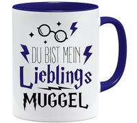 Jungle Mug Divertida taza de regalo con texto en alemán Du bist mein lieblings Mugggel, idea de regalo para un amigo (azul oscuro)