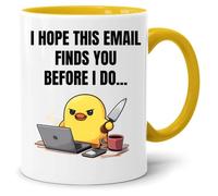 Jungle Mug Divertido regalo de oficina con texto en inglés "I Hope This Email Finds You Before I Do", diseño de pato enojado, taza de café grosera, accesorios de escritorio, regalos para colegas