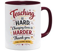 Jungle Mug | Regalo de agradecimiento para maestros | Enseñar es difícil, cambiar vidas es más difícil | Bonita taza de café para el aula | Regalos de agradecimiento para mujeres, sentados