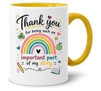 Jungle Mug | Regalos de agradecimiento para maestros | Taza de café arcoíris de parte importante de mi historia | Apreciación del mentor del aula de fin de curso | Bonito diseño pastel de estudiantes