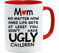 Jungle Mug Regalos divertidos para mujeres, taza de café con texto en inglés "Mom At Least You Don't Have Ugly Kids", regalo para mamá, regalos del día de la madre, cumpleaños para ella, nueva mamá