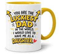 Jungle Mug Regalos para el Día del Padre de parte de la hija | Diseño You are the Luckiest Dad in The World | Regalos divertidos para hombres, taza de café de cumpleaños para él, humor familiar