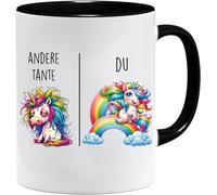 Jungle Mug Taza con texto en alemán Andere Tía vs Du | Tía Geschenk für Frauen Matrimonio Hochzeit | Geschenkidee Frau Geburtstag Weihnachten Patentante Familie Kaffee-Becher (Negro)