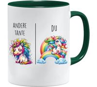 Jungle Mug Taza con texto en alemán Andere Tía vs Du | Tía Geschenk für Frauen Matrimonio Hochzeit | Geschenkidee Frau Geburtstag Weihnachten Patentante Familie Kaffee-Becher (Dunkelgrün)