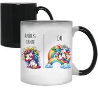 Jungle Mug Taza con texto en alemán Andere Tía vs Du | Tía Geschenk für Frauen Matrimonio Hochzeit | Geschenkidee Frau Geburtstag Weihnachten Patentante Familie Kaffee-Becher (Farbwechsel nde)