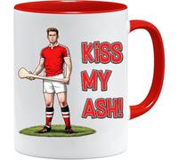 Jungle Mug Taza con texto en inglés "Kiss My Ash", regalo irlandés para él, divertido regalo secreto de Papá Noel, taza de juego de palabras grosera