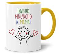 Jungle Mug Taza Día de la Madre 11 Oz BlancoyAmarillo Cerámica Regalo Mamá Quiero Mucho a Mamá