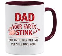 Jungle Mug Taza divertida con texto en inglés "Dad Your Farts Stink", regalos para hombres de hija o hijo, regalos de cumpleaños para hombre, regalos de abuelo, taza de café grosera novedosa para el