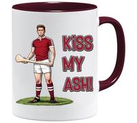 Jungle Mug Taza Kiss My Ash Galway Hurling, divertida taza de café deportiva irlandesa para hombres, idea de regalo de humor grosero para él, taza de té novedosa para bromas de oficina