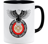 Jungle Mug Taza vikinga nórdica, idea de regalo para hombres mayores, papá, abuelo, taza de café, diseño vikingo, cránea, jarra de cerveza Thors Hammer (VIKING016)