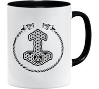 Jungle Mug Taza vikinga nórdica, idea de regalo para hombres mayores, papá, abuelo, taza de café, diseño vikingo, cránea, jarra de cerveza y martillo (VIKING034)