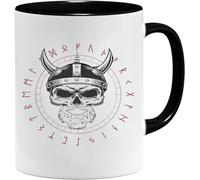 Jungle Mug Taza vikinga nórdica, idea de regalo para hombres mayores, papá, abuelo, taza de café, diseño vikingo, cránea, jarra de cerveza y martillo (VIKING031)