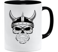 Jungle Mug Taza vikinga nórdica, idea de regalo para hombres mayores, papá, abuelo, taza de café, diseño vikingo, cránea, jarra de cerveza y martillo (VIKING025)
