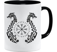Jungle Mug Taza vikinga nórdica, idea de regalo para hombres mayores, papá, abuelo, taza de café, diseño vikingo, cránea, jarra de cerveza Thors Hammer (VIKING026)