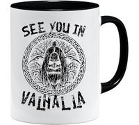 Jungle Mug Taza vikinga nórdica, idea de regalo para hombres mayores, papá, abuelo, taza de café, diseño vikingo, cránea, jarra de cerveza Thors Hammer (VIKING001)