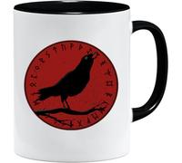 Jungle Mug Taza vikinga nórdica, idea de regalo para hombres mayores, papá, abuelo, taza de café, diseño vikingo, cránea, jarra de cerveza y martillo (VIKING024)