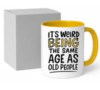 Jungle Mug Tazas divertidas para hombres, con texto en inglés "It's Weird Being The Same Age As Old People", regalo secreto de Papá Noel por menos de £10, tazas divertidas para compañeros de trabajo