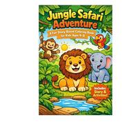 Jungle Safari Adventure Coloring Book For Kids 4-8: A Fun Based Coloring Book With Cute Animals, Easy Pages And Activities