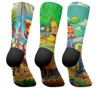 Jungle Socks, Pack de 3 Calcetines Deportivos Divertidos para Crossfit, Gimansio, Ciclismo, Running, Pádel, Halterofilia, Trekking. Cómodos, Resistentes y Sin Costuras. Diseñado en Europa.
