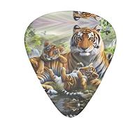 Jungle Tigers - Púas de guitarra clásica triangular, bajo acústico y eléctrico, 12 piezas