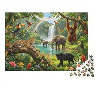 Jungle Wildlife 1000 Piece Jigsaw Puzzle Recycled Paper Waterfall and Rainbow Puzzles para Niño y Niña a Partir de 6 años Accesorio para Hora de Juego Familiar Excelente Idea de Regalo Hogar 38x2...
