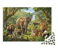 Jungle Wildlife Adult Puzzles 1000 Piezas Papel Reciclado Safari Animals Puzzle para Adultos Juego Padre-Hijo Accesorios Gift for Mujeres 38x26cm/1000piezas