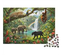 Jungle Wildlife Puzzles for Personas Mayores 1000 Piezas Reciclable Rainbow Waterfall Puzzles Puzzle Game Accesorios Imposible Difícil Difficult Desafiante Actividad 70x50cm/1000pcs