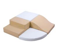 JungleDove 4 piezas de juguete de escalada para niños pequeños: suave piel sintética - Bloques de escalada de espuma para gatear y deslizarse, zona de juegos interior para niños (blanco-café)