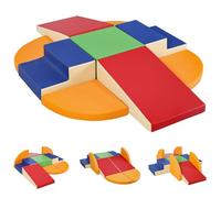 JungleDove Baby Soft Play Set: 9 piezas de piel sintética interior suave equipo de juego para niños pequeños desarrollo motor - bloques de espuma para niños juguetes para escalar y gatear