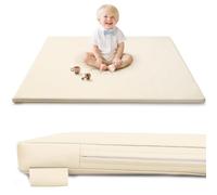 JungleDove Colchoneta de Espuma para Bebé: 121x121 cm Alfombrilla de Juego Impermeable de Cuero PU para Niños - Alfombrillas de Juego para Bebés para el Suelo (Amarillo)
