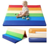 JungleDove Colchoneta de Espuma para Bebé: 121x121 cm Alfombrilla de Juego Impermeable de Cuero PU para Niños - Alfombrillas de Juego para Bebés para el Suelo (Arcoíris)