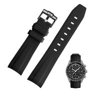 JUNGLEHE Correa de reloj de goma de silicona para Omega X Swatch Moonswatch Correa de reloj de extremo curvado, correa de repuesto de goma de silicona para mujeres y hombres, correa de reloj de 20 mm