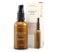 JUNGLÜCK Fluido solar facial SPF 50 - Vegano | Loción facial ligera con filtros UV orgánicos sin efecto blanqueador | amplio espectro con SPF 50 protege contra los rayos UVB y UV-A