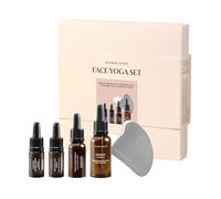 JUNGLÜCK In A Box Face Yoga Set | Gua Sha Set para una piel radiante y relajación | Sueros y aceite de jojoba nutritivos intensivos - Set de regalo para todos los tipos de piel