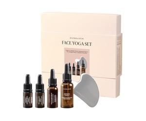 JUNGLÜCK In A Box Face Yoga Set | Gua Sha Set para una piel radiante y relajación | Sueros y aceite de jojoba nutritivos intensivos - Set de regalo para todos los tipos de piel