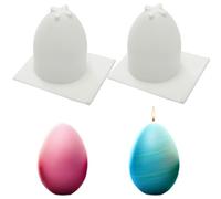 Junhui 2PCS Moldes de Silicona para Pascua, 3D Molde Silicona Huevo de Gallina, Moldes de Fundición de Velas para Chocolate, Pasteles, Velas Perfumadas, Jabones, Regalos de Pascua