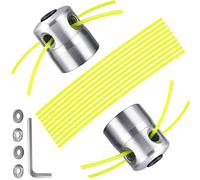 Junhui Cabezal Desbrozadora Universal 2 Piezas, Accesorios de Cortacésped Cabezal Hilo de Aluminio Universal con 10 Líneas de Nylon Reemplazo para Desbrozadora de Césped