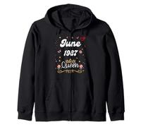 Junio 1987 Reina Desde Junio 1987 Cumpleaños Niña Mujer Sudadera con Capucha