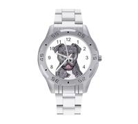 Junior Ethnic Bulldog - Reloj analógico de cuarzo para hombre, correa de acero inoxidable, reloj de pulsera de negocios