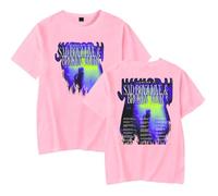 Junior H 2025 Sad Boyz Live & Broken Heart Tour Merch - Camiseta unisex de manga corta con cuello redondo para hombre y mujer, rosa, XXL